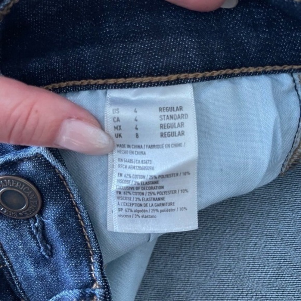 American Eagle Outfitters Jeans Womens US 4 Dark Wash Skinny Distressed Ripped - Picture 8 of 10